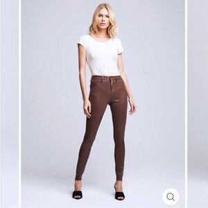 L’agence Marguerite Dark Mocha Waxed Coated High Rise Skinny Jeans